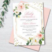 Invitation Élégant Blush Gold Floral Baby Sprinkle Brunch