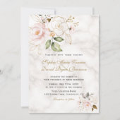 Invitation Elégant Blush Gold Flowers Monogram Mariage (Devant)