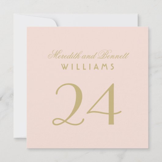Invitation Élégant Blush Gold Mariage Monogramme Numéro de ta (Dos)