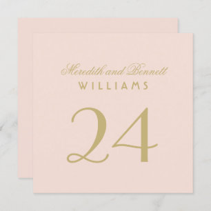 Invitation Élégant Blush Gold Mariage Monogramme Numéro de ta