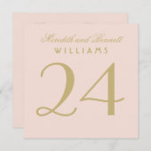 Invitation Élégant Blush Gold Mariage Monogramme Numéro de ta (Devant / Derrière)
