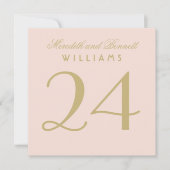 Invitation Élégant Blush Gold Mariage Monogramme Numéro de ta (Devant)