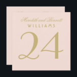 Invitation Élégant Blush Gold Mariage Monogramme Numéro de ta<br><div class="desc">Les numéros de table simples et élégants sont dotés d'un monogramme mariage et d'un design en carré recto verso,  dans des couleurs rose et or (customisés pour correspondre à votre schéma de couleurs). Customisez et ajoutez chaque carte de numéro de table à votre panier individuellement.</div>