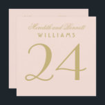 Invitation Élégant Blush Gold Mariage Monogramme Numéro de ta<br><div class="desc">Les numéros de table simples et élégants sont dotés d'un monogramme mariage et d'un design en carré recto verso,  dans des couleurs rose et or (customisés pour correspondre à votre schéma de couleurs). Customisez et ajoutez chaque carte de numéro de table à votre panier individuellement.</div>
