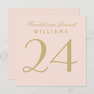 Invitation Élégant Blush Gold Mariage Monogramme Numéro de ta