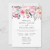 Invitation Elégant Blush & Greenery Floral Watercolor Mariage (Devant)