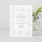 Invitation Elégant Blush Line Art Dessin Floral Simple (Debout devant)