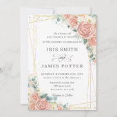 Invitation Élégant Blush Peach Ivory Floral Rose Mariage (Devant)