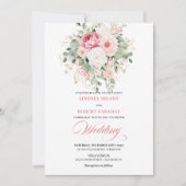 Invitation Elegant Blush Peony Botanical Gold Wedding Invite (Devant)
