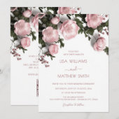 Invitation Elegant Blush Pink 3D Roses Wedding (Devant / Derrière)