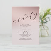 Invitation Elégant Blush Pink 90e Anniversaire Fête Invitatio (Debout devant)