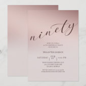 Invitation Elégant Blush Pink 90e Anniversaire Fête Invitatio (Devant / Derrière)