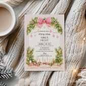 Invitation Elegant Blush Pink Bow Christmas Girls Night