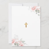 Invitation Elegant Blush Pink Bow Coquette Rosary Baptis (Dos)