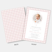 Invitation Elegant Blush Pink Bow Photo Girl Baptism