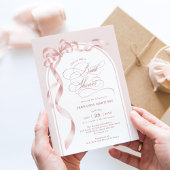 Invitation Elegant Blush Pink Bow Ribbon Bridal Shower