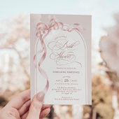 Invitation Elegant Blush Pink Bow Ribbon Bridal Shower