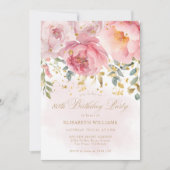 Invitation Elégant Blush Pink Floral 80e anniversaire (Devant)