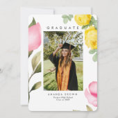 Invitation Élégant Blush Pink Floral Graduation Class 2025 (Devant)