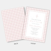 Invitation Elegant Blush Pink Gingham Girl Baptism