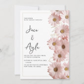 Invitation Elegant blush pink gold daisy floral Wedding (Devant)