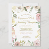 Invitation Élégant Blush Pink Gold Floral Party (Devant)