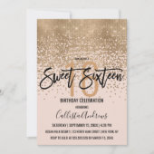 Invitation Elégant Blush Pink Gold Parties scintillant Confet (Devant)