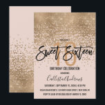 Invitation Elégant Blush Pink Gold Parties scintillant Confet<br><div class="desc">Ce Sweet 16 Invitation chic et glamour est un design branché et branché qui présente une séquence de parties scintillant en or brillant à fausse impression, un abstrait confetti sombre dégradé au sommet d'un arrière - plan rose vif. C'est parfait pour la fille d'anniversaire moderne et élégant avec son imprimé...</div>