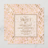 Invitation Élégant Blush Pink Gold Sweet 16 (Devant / Derrière)