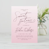 Invitation Elegant Blush Pink Gradient Script Sweet Sixteen (Debout devant)