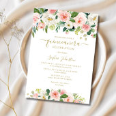 Invitation Elégant Blush Pink Green Or Floral Quinceañera