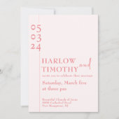 Invitation Élégant Blush Pink QR code Mariage de script moder (Devant)