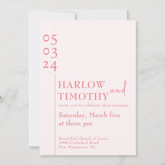 Invitation Élégant Blush Pink QR code Mariage de script moder (Devant)