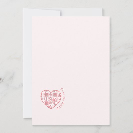 Invitation Élégant Blush Pink QR code Mariage de script moder (Dos)
