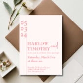Invitation Élégant Blush Pink QR code Mariage de script moder