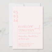 Invitation Élégant Blush Pink QR code Mariage de script moder (Devant)