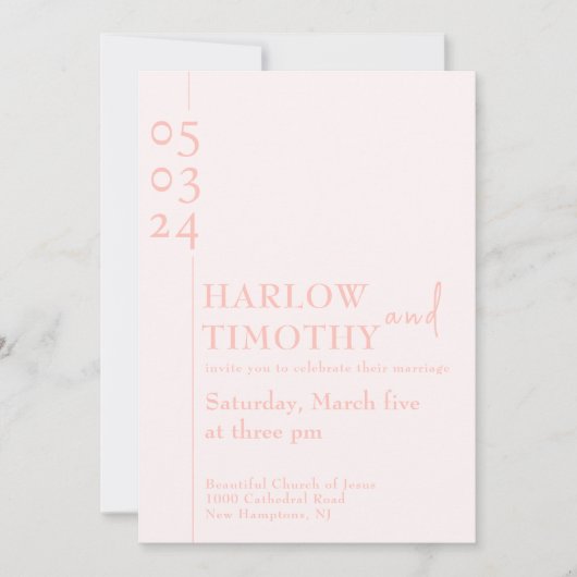 Invitation Élégant Blush Pink QR code Mariage de script moder (Devant)