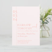 Invitation Élégant Blush Pink QR code Mariage de script moder (Debout devant)