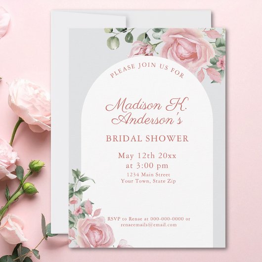 Invitation Elegant Blush Pink Roses Bridal Shower