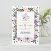 Invitation Elegant Blush & Purple Floral Tea Party Birthday (Debout devant)