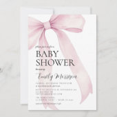 Invitation Elégant Blush rose Aquarelle Bow Girl Baby shower (Devant)