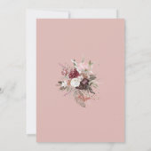 Invitation Elégant Blush rose Bourgogne Mariage floral Invita (Dos)