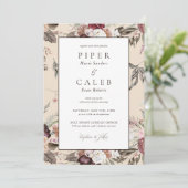 Invitation Elégant Blush rose Bourgogne Mariage floral Invita (Debout devant)