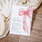 Invitation Élégant Blush rose Coquette Bow Girl Baby shower