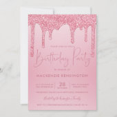 Invitation Elégant Blush rose Éperche Parties scintillant Dri (Devant)