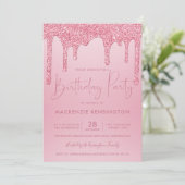 Invitation Elégant Blush rose Éperche Parties scintillant Dri (Debout devant)