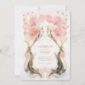 Invitation Élégant Blush & Rose Floral Art Nouveau Mariage (Dos)