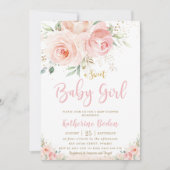 Invitation Élégant Blush rose Floral Baby shower fille or (Devant)
