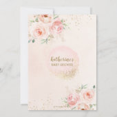 Invitation Élégant Blush rose Floral Baby shower fille or (Dos)