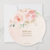 Invitation Élégant Blush rose Floral Baby shower fille or (Dos)